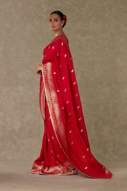 Red Haath Phool Saree