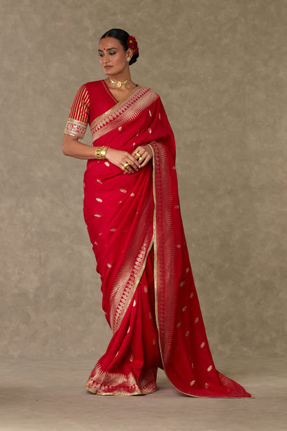 Red Haath Phool Saree