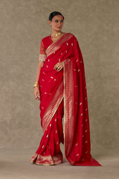 Red Haath Phool Saree