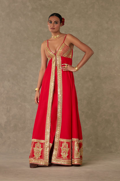 Red Haathphool Palazzo Set