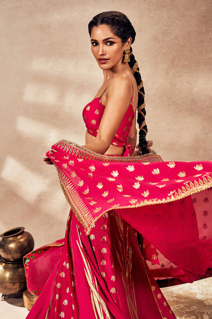 Pink Whispering Lily Lehenga Set