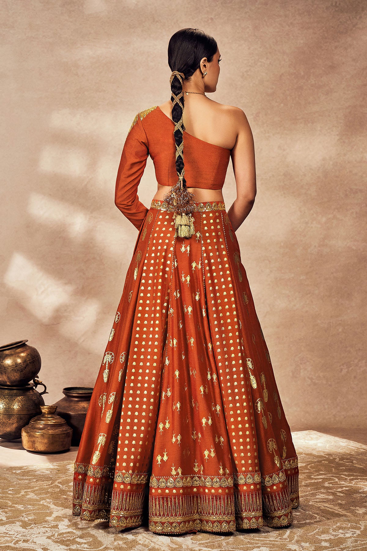 Rust Foil Lehenga Set