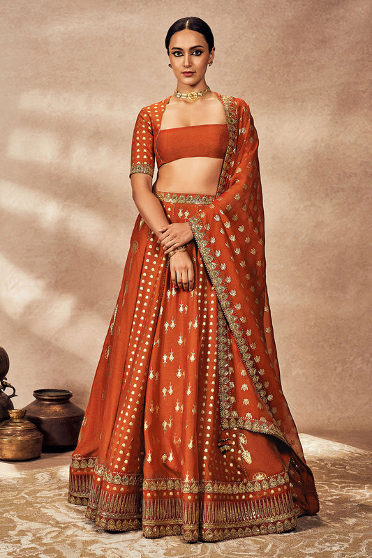 Rust Foil Lehenga Set