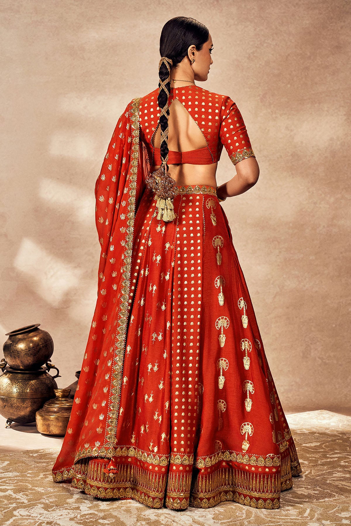 Rust Foil Lehenga Set