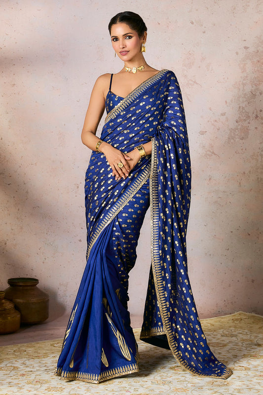 Blue Whispering Lily Crush Saree