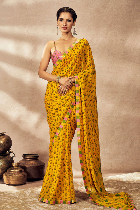 Yellow Pixie Dust Saree