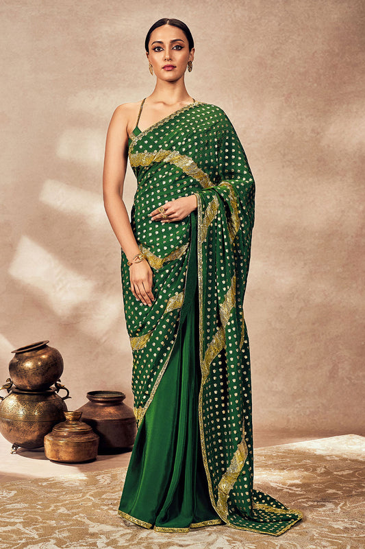 Green Palmscape Gota Saree