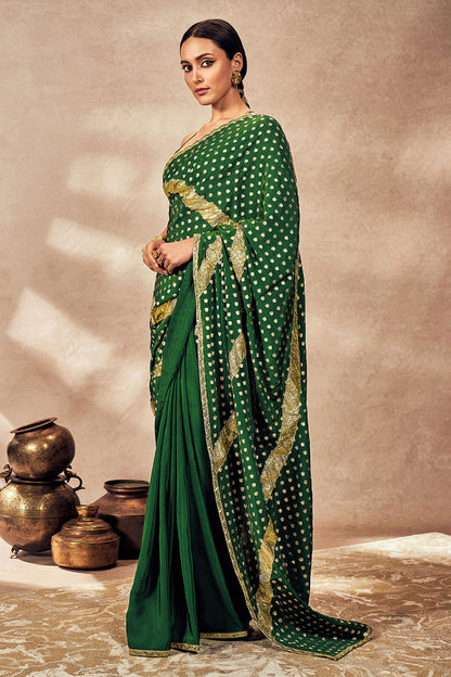 Green Palmscape Gota Saree