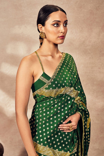 Green Palmscape Gota Saree