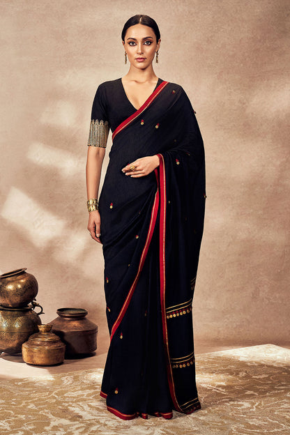 Black Coin Work Saree