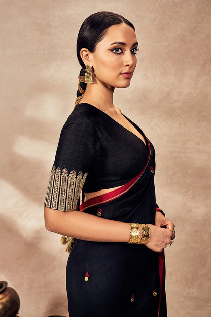 Black Coin Work Saree