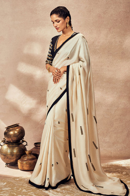 Ivory Coin Work Saree