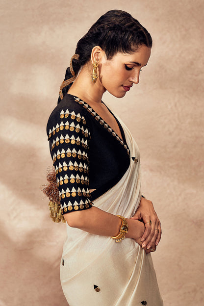 Ivory Coin Work Saree