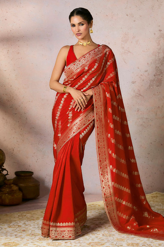 Red Jacquard Saree