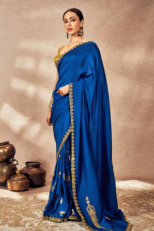 Blue Potters Touch Saree