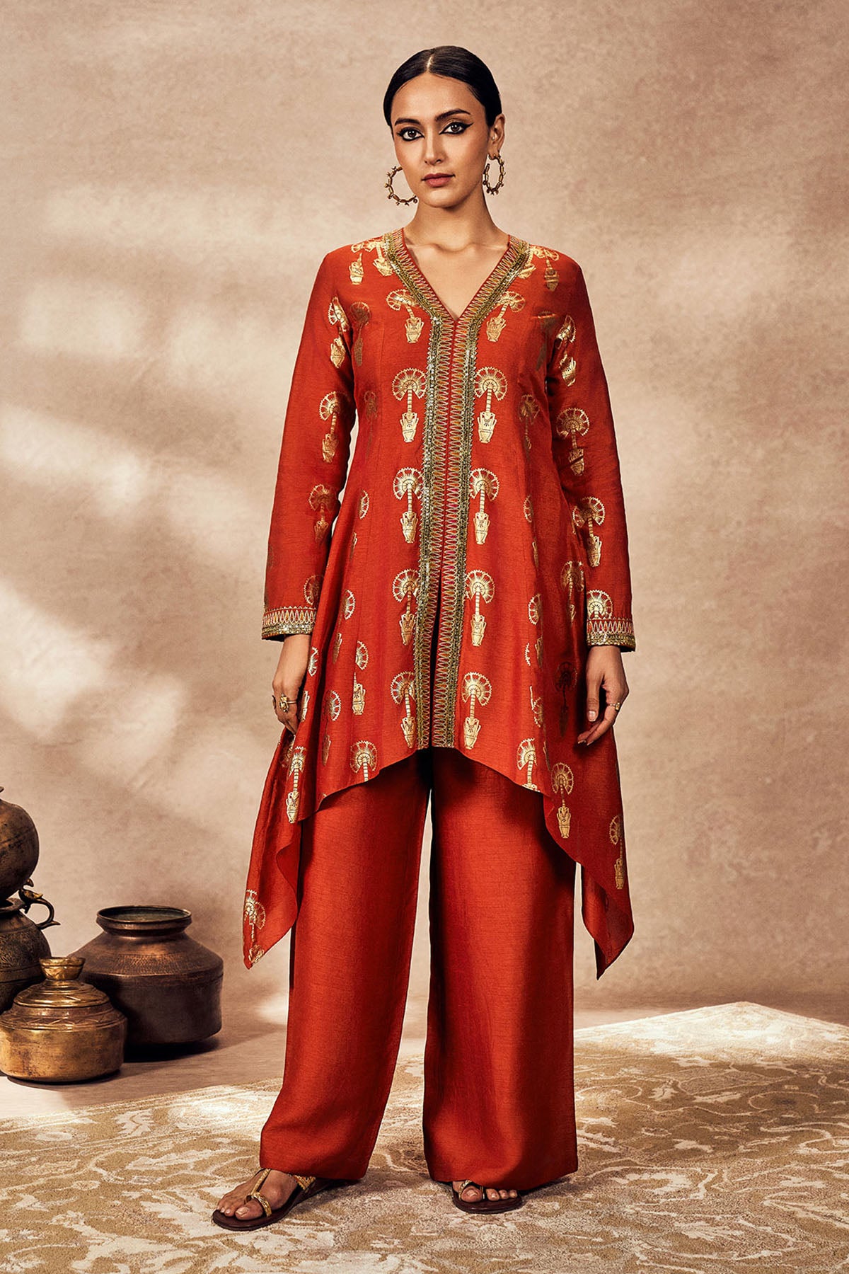 Rust Traveler's Palm Tunic Set