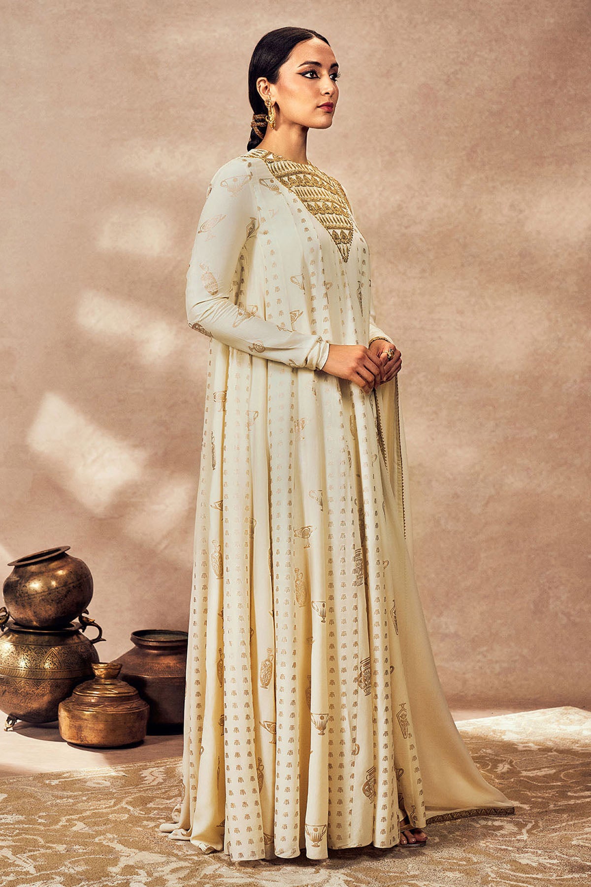 Ivory Potters Touch Anarkali Set