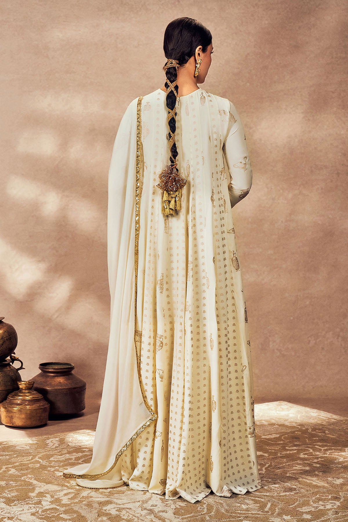 Ivory Potters Touch Anarkali Set