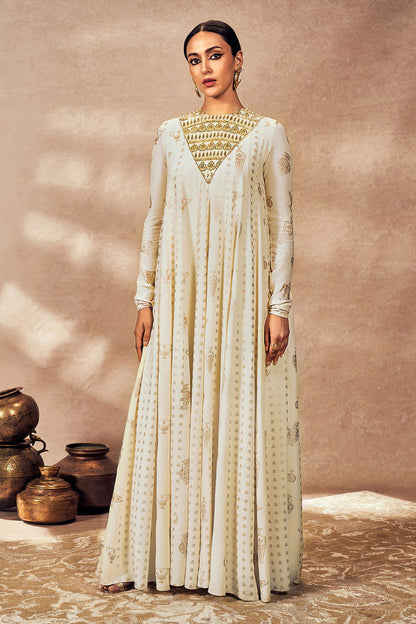 Ivory Potters Touch Anarkali Set