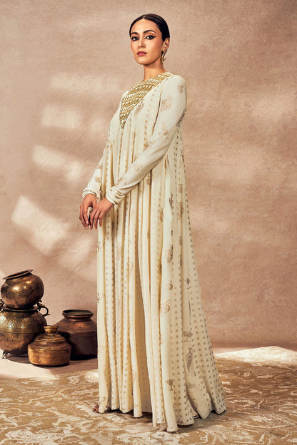 Ivory Potters Touch Anarkali Set