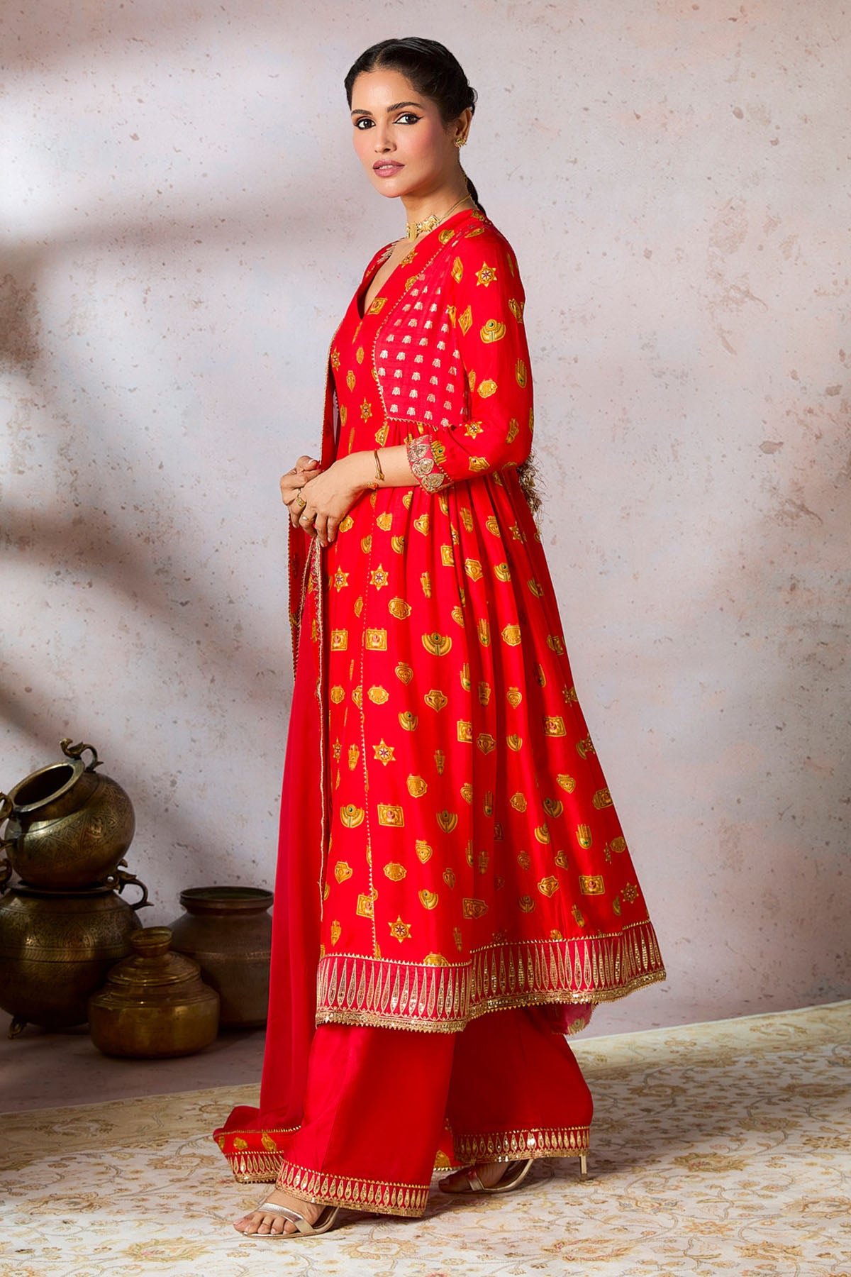 Red Trinkets Kurta Set