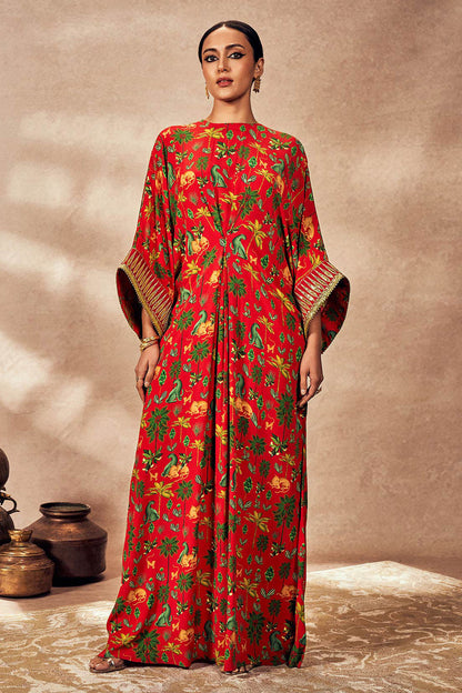 Red Tropical Rhapsody Kaftan