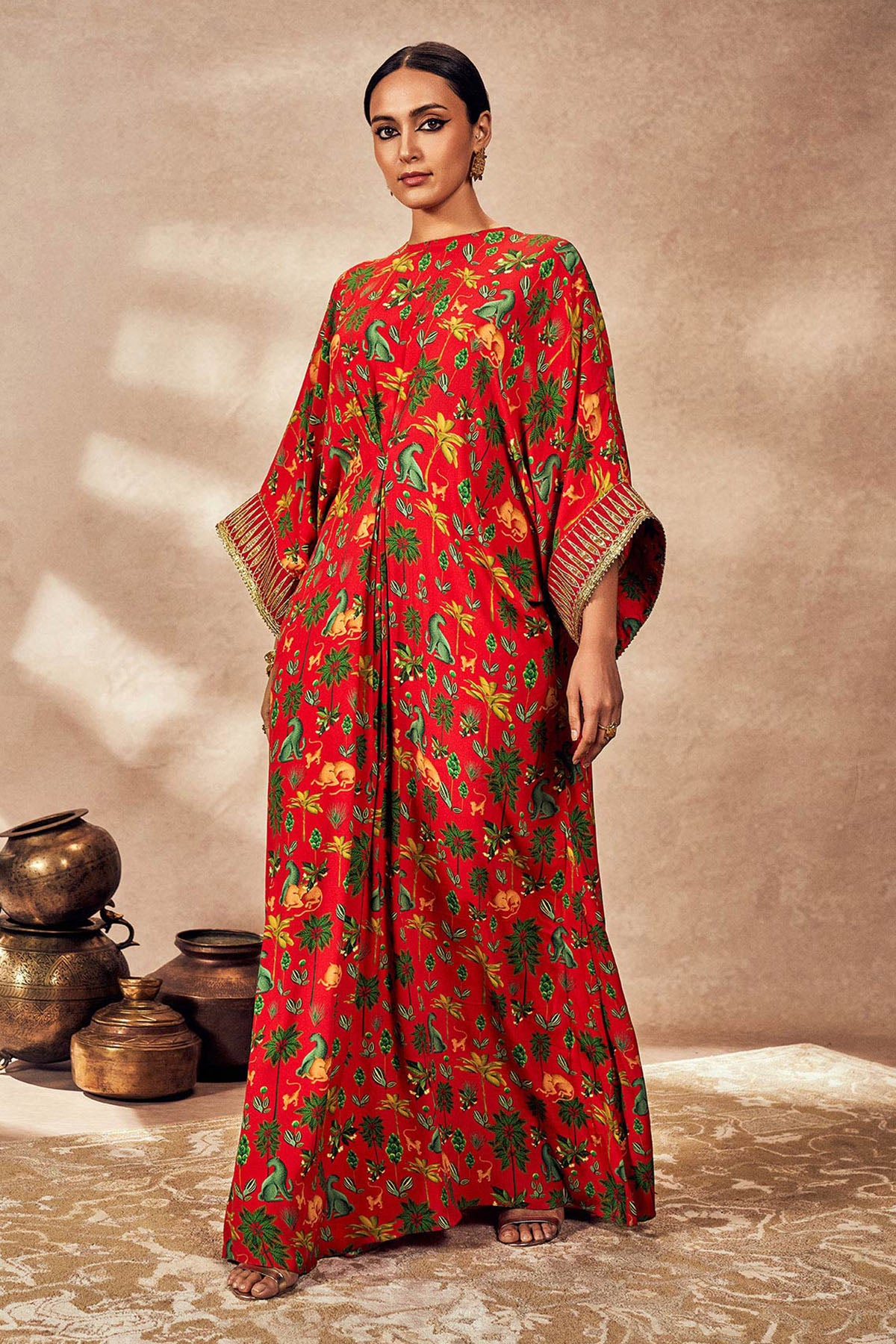 Red Tropical Rhapsody Kaftan