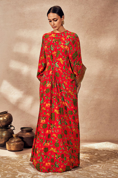 Red Tropical Rhapsody Kaftan