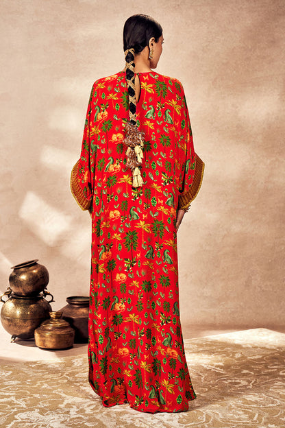 Red Tropical Rhapsody Kaftan