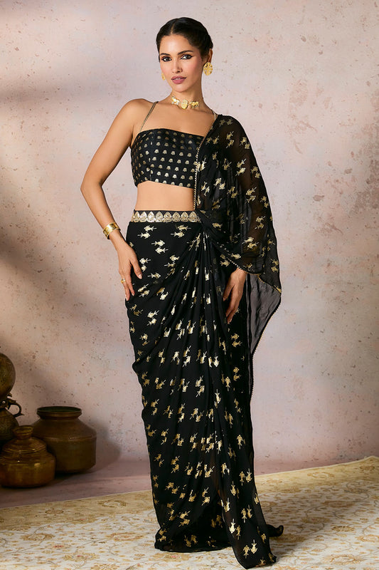 Black Mystic Drape Saree