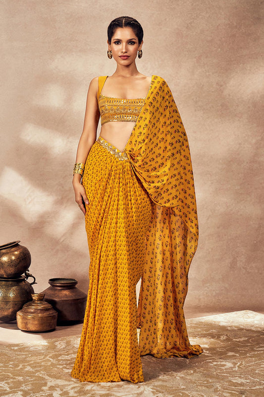 Yellow Pixie Dust Drape Saree