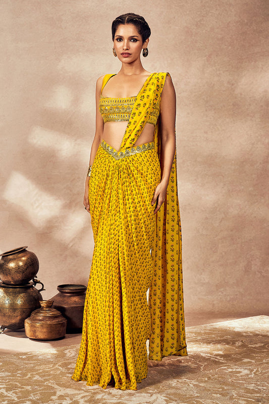 Yellow Pixie Dust Drape Saree