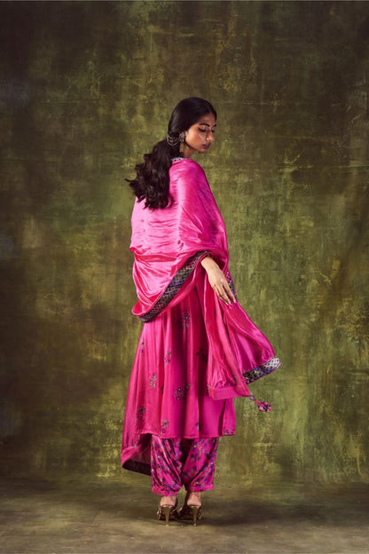 Pink Printed Anarkali Set