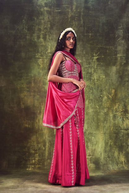 Rani Pink Kurti With Sharara & Dupatta