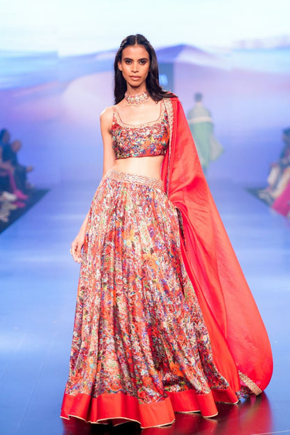 Surkh Laal  Lehenga with Blouse And Dupatta