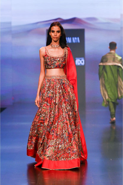 Surkh Laal  Lehenga with Blouse And Dupatta