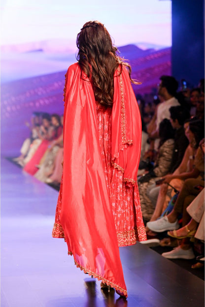 Surkh Laal Floral Anarkali Paired With Dupatta & Churidar