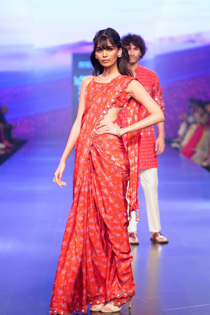 Surkh Laal Pre-draped Saree