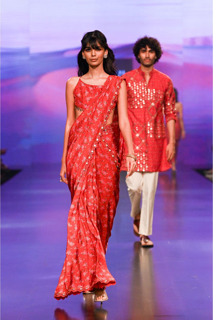 Surkh Laal Pre-draped Saree