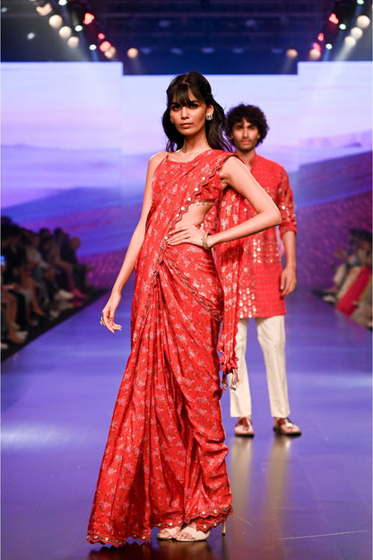 Surkh Laal Pre-draped Saree