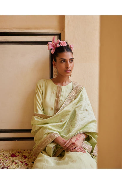 Mint Kurta Paired With Pants & Dupatta