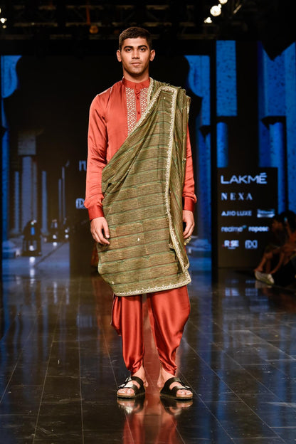 Dry Heena Green Printed Kurta With Bandi and Churidar