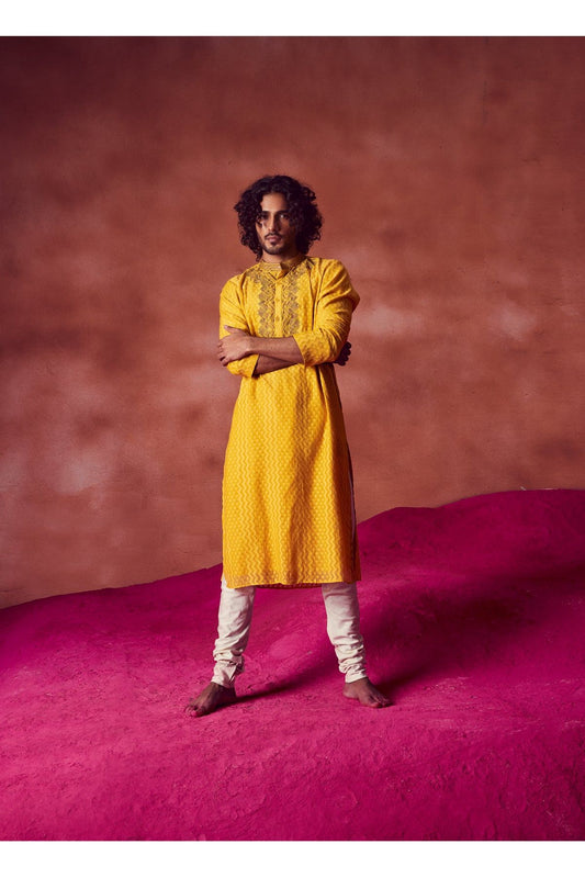 Yellow Kurta With Churidar