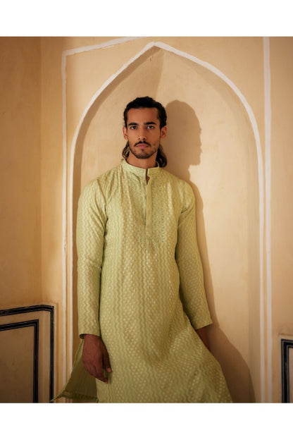 Mint Resham Work Kurta Set