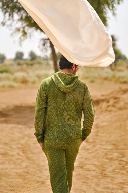 Kacha Aam Bandhani Hoodie With Pants