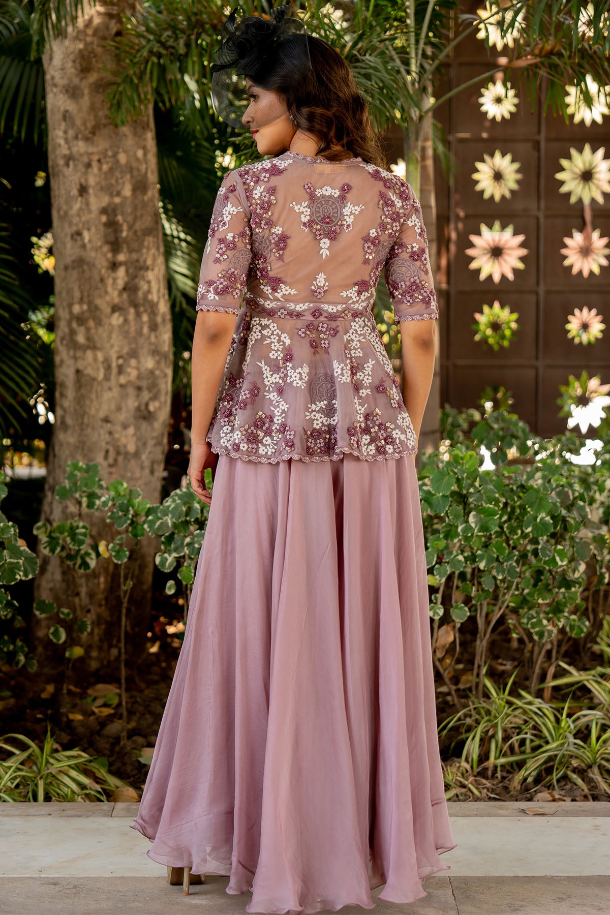 organza sharara worn with a net peplum